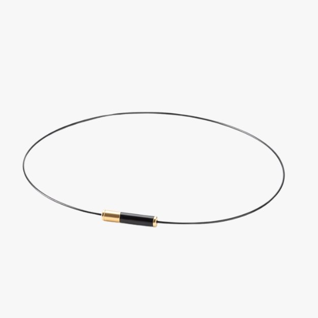 PHITEN RAKUWA NECKLACE WIRE EXTREME GEOMETRY - BLACK/GOLD