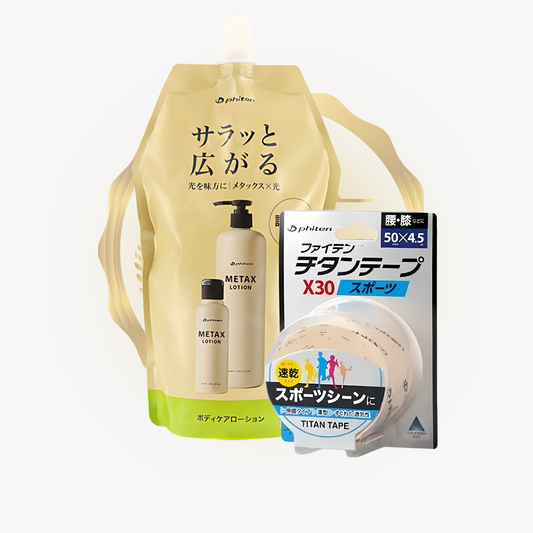 Titan Sport Tape X30 (Beige) + Metax Lotion b 1000 ml Bundle