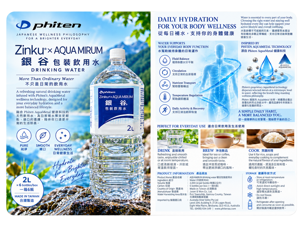 ZINKU X PHITEN AQUAMIRUM Drinking Water